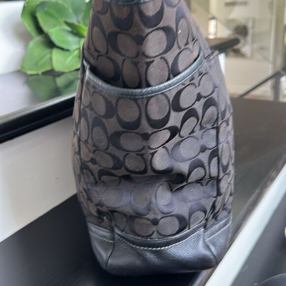 Coach Signature Canvas & Genuine Leather Shoulder Tote Bag - Picture 7 of 13